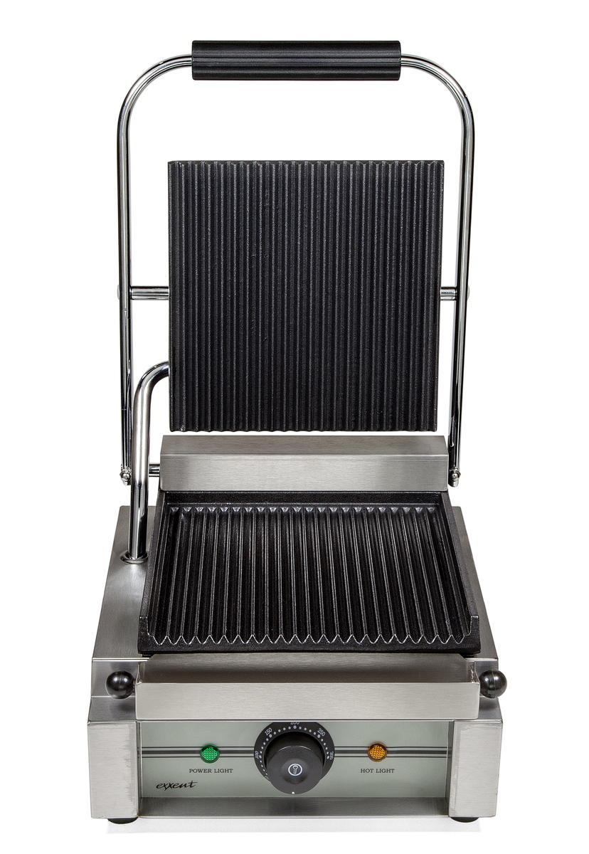 Contact grill single, ribbed