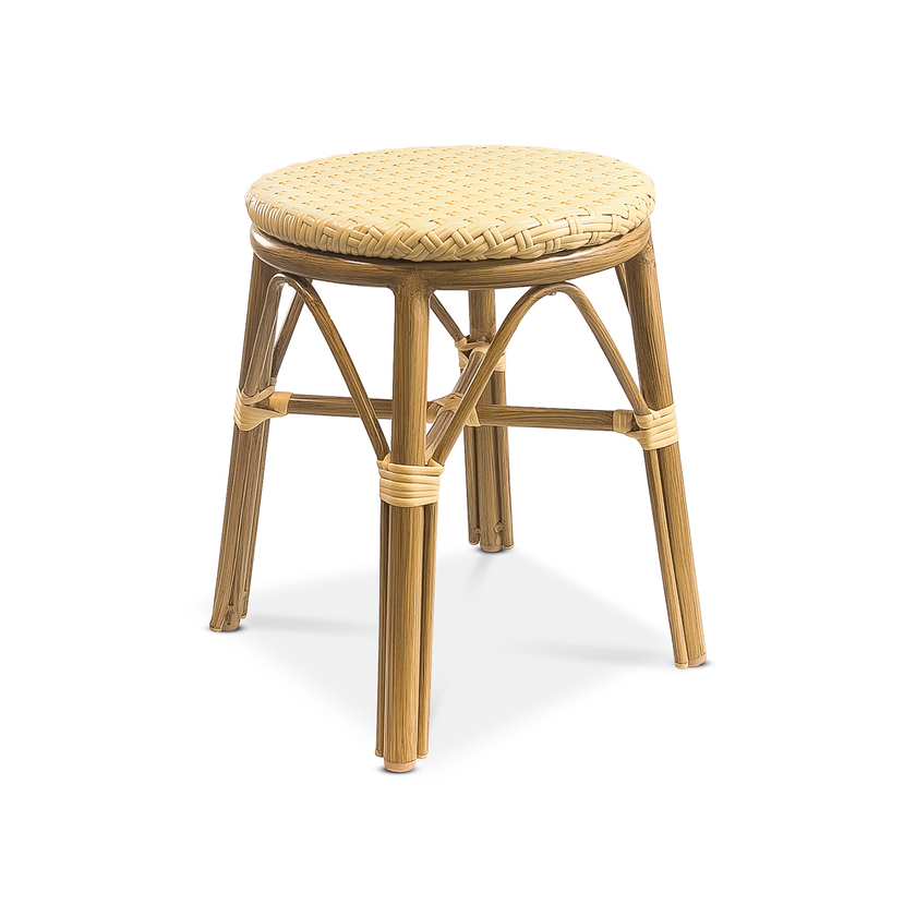 Stool low Paris, Creme fiberrattan